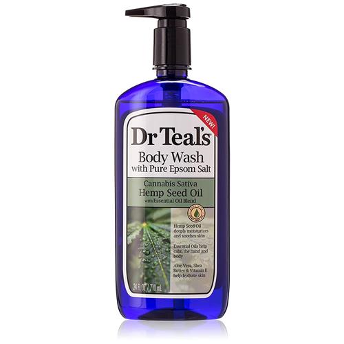 Dr Teal's Pure Epsom Salt Cannabis Sativa Hemp Seed Oil Body Wash, 24 fl oz