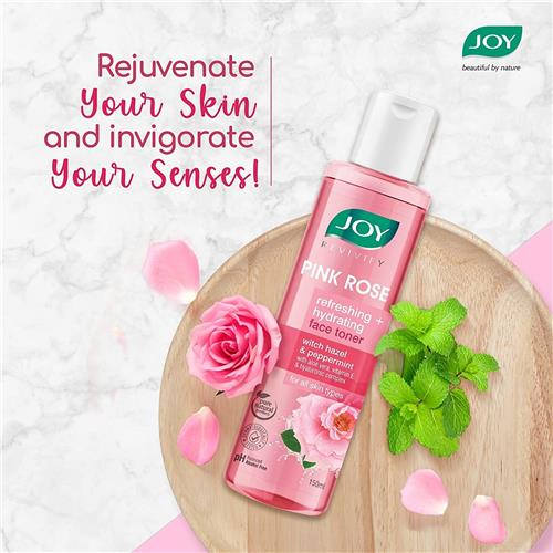 Joy Revivify Pink Rose Toner for Glowing Skin | Refreshing & Hydrating Face Toner with Witch Hazel & Peppermint  - 150 ml